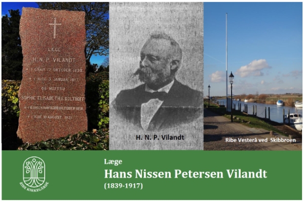 Læge Hans N. P. Vilandt's gravsten og portrætfoto